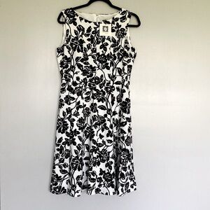 Anne Klein Dress Black and White Floral A-line Women’s Sz 4 NWT Spring Classic